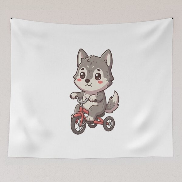 Item preview, Cute Wolf Riding Red Tricycle designed and sold by Ella_Sketch.