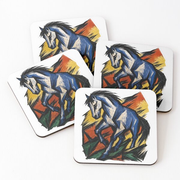 Item preview, Expressionist Blue Horse Lino Print designed and sold by Snurly.