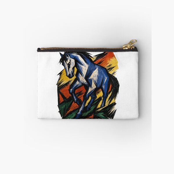 Artikelvorschau, Expressionistischer Linolschnitt mit blauem Pferd entworfen und verkauft von Snurly.