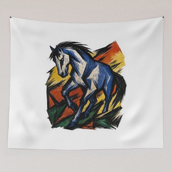 Item preview, Expressionist Blue Horse Lino Print designed and sold by Snurly.