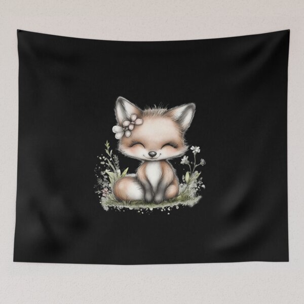 Item preview, Adorable Fox with Floral Crown designed and sold by perijun.