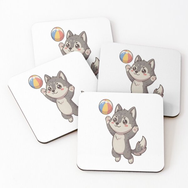 Item preview, Cute Wolf Playing Beach Ball designed and sold by Ella_Sketch.