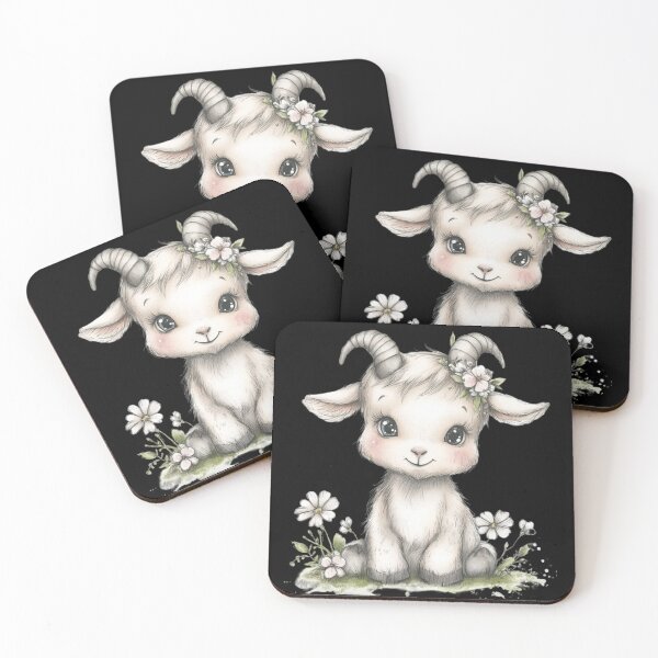 Item preview, Adorable Baby Goat with Flowers designed and sold by perijun.