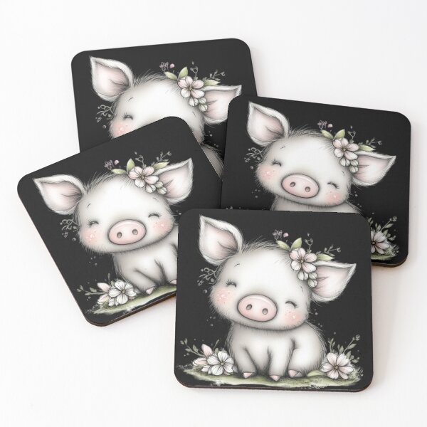 Item preview, Adorable Piglet with Flowers designed and sold by perijun.