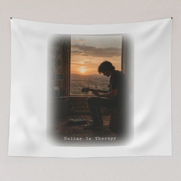 Item preview, Guitar Is Therapy at Sunset designed and sold by SkyrishStudios.