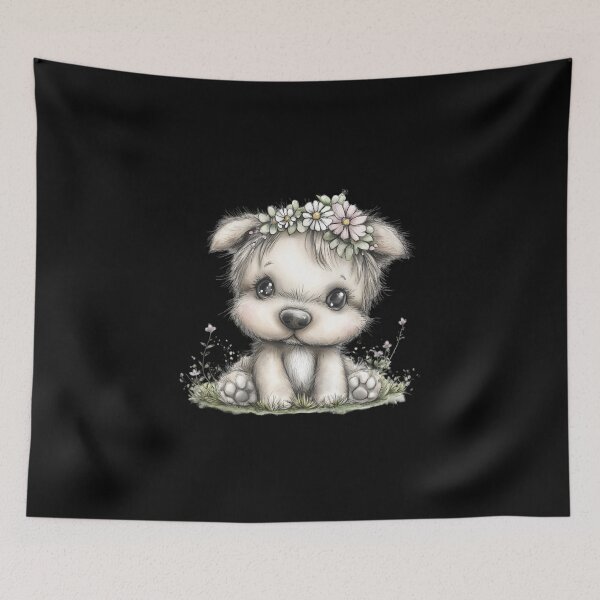 Item preview, Adorable Puppy with Flower Crown designed and sold by perijun.