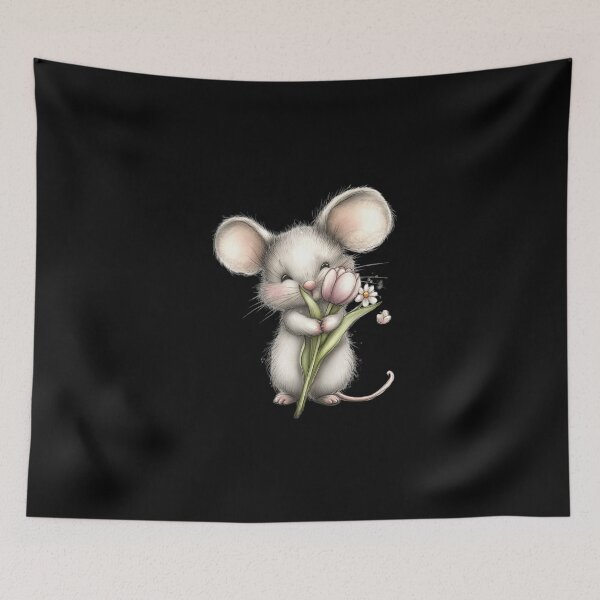 Item preview, Adorable Mouse with Flowers designed and sold by perijun.