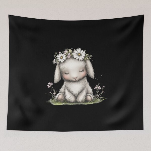 Item preview, Cute Lamb with Flower Crown designed and sold by perijun.