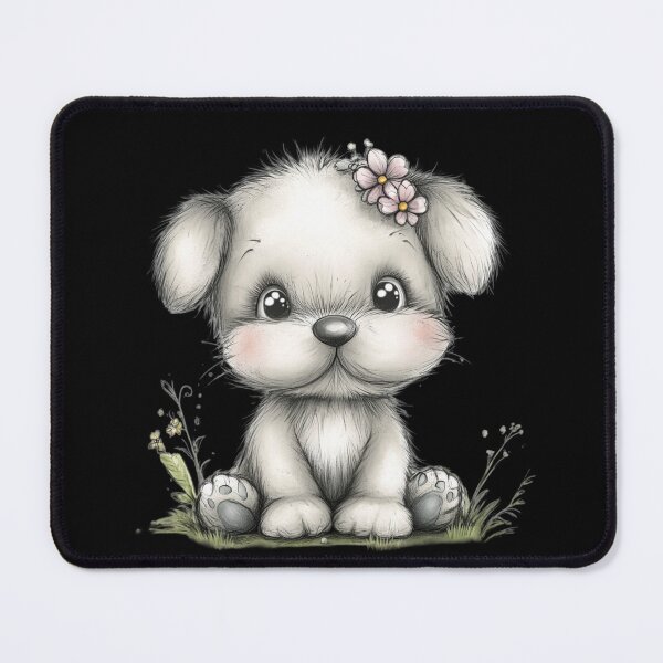 Item preview, Adorable Fluffy Puppy with Flower designed and sold by perijun.