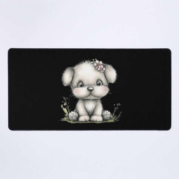 Item preview, Adorable Fluffy Puppy with Flower designed and sold by perijun.