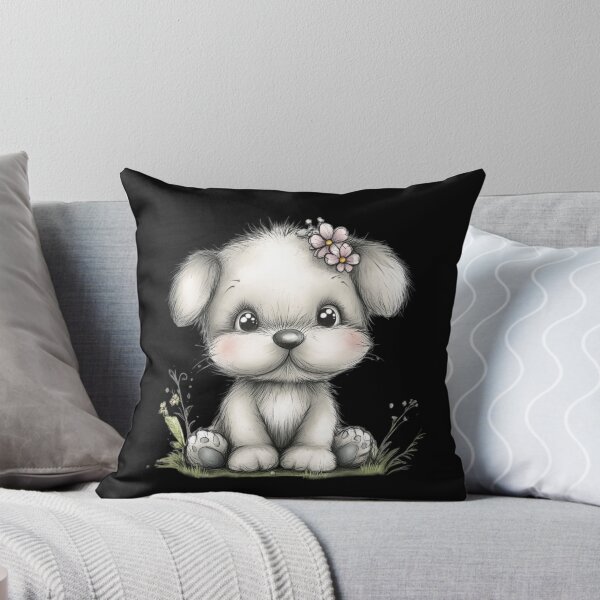 Item preview, Adorable Fluffy Puppy with Flower designed and sold by perijun.