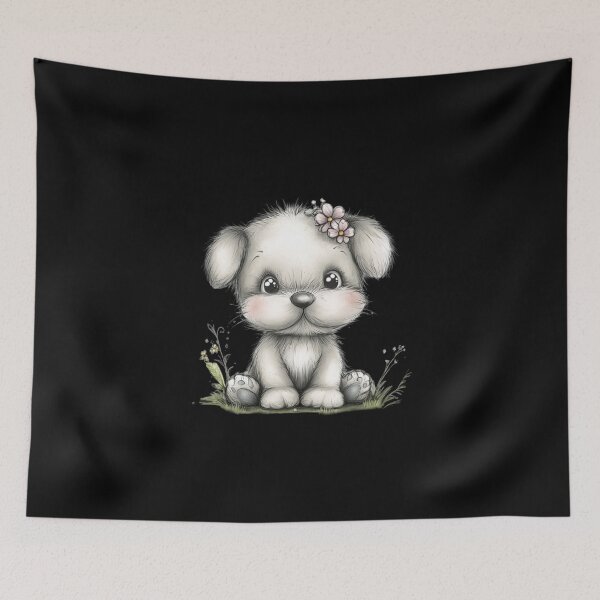 Item preview, Adorable Fluffy Puppy with Flower designed and sold by perijun.