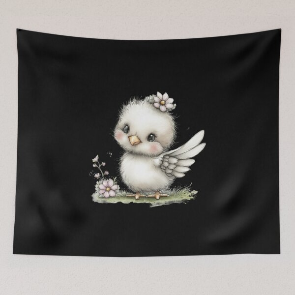 Item preview, Adorable Fluffy Bird with Flowers designed and sold by perijun.