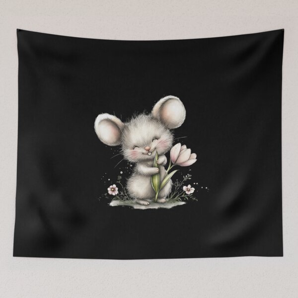 Item preview, Adorable Mouse Holding a Flower designed and sold by perijun.