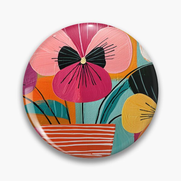 Item preview, Vibrant Pansy Blooms Reimagined with Bold Geometric Forms and Contemporary Abstract Floral Wall Art designed and sold by OlfactoART Studio.