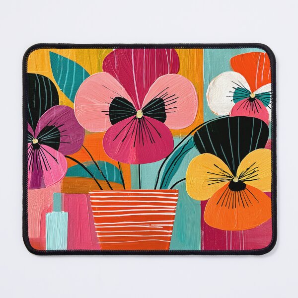 Item preview, Vibrant Pansy Blooms Reimagined with Bold Geometric Forms and Contemporary Abstract Floral Wall Art designed and sold by OlfactoART Studio.
