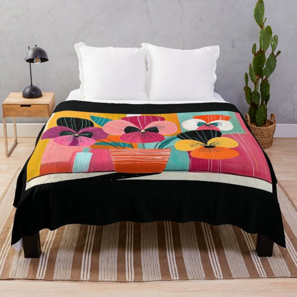 Item preview, Vibrant Pansy Blooms Reimagined with Bold Geometric Forms and Contemporary Abstract Floral Wall Art designed and sold by OlfactoART Studio.