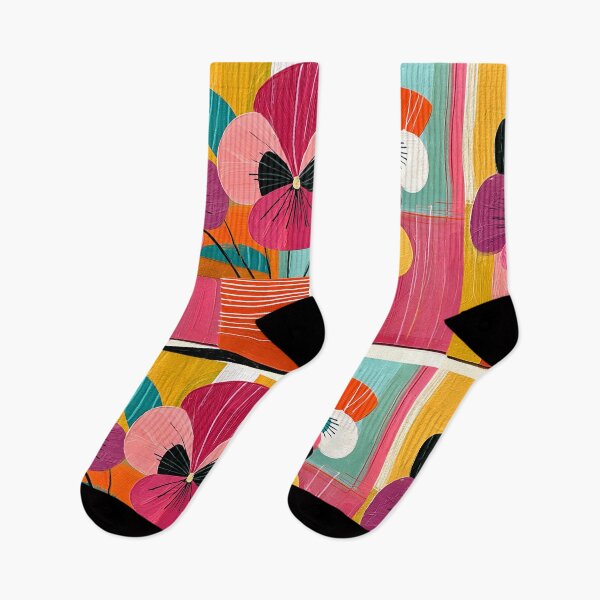 Item preview, Vibrant Pansy Blooms Reimagined with Bold Geometric Forms and Contemporary Abstract Floral Wall Art designed and sold by OlfactoART Studio.