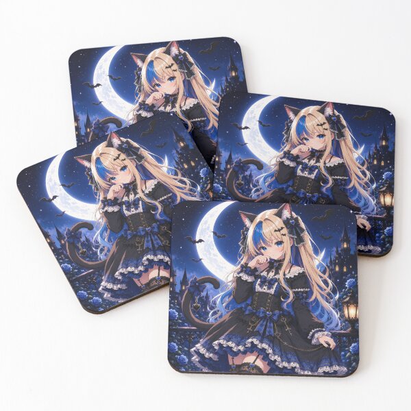 Item preview, Moonlit Neko – Blue Gothic Lolita designed and sold by Revyra Design .
