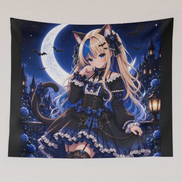 Artikelvorschau, Moonlit Neko – Blue Gothic Lolita entworfen und verkauft von Revyra Design .