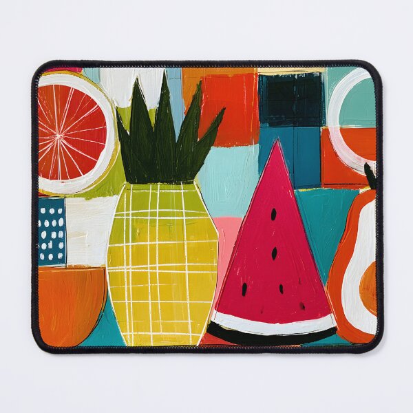 Item preview, Tropical Fruit Medley with Pineapple Watermelon and Pear in Bold Geometric Contemporary Wall Art designed and sold by OlfactoART Studio.