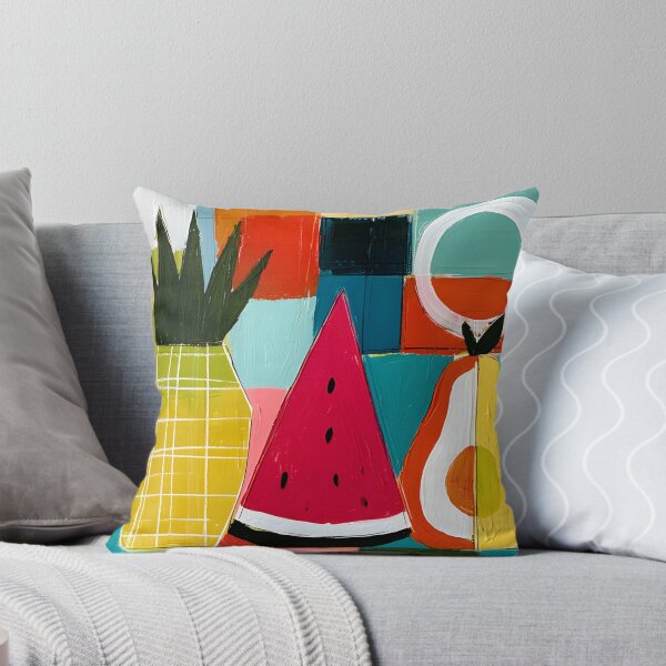 Item preview, Tropical Fruit Medley with Pineapple Watermelon and Pear in Bold Geometric Contemporary Wall Art designed and sold by OlfactoART Studio.
