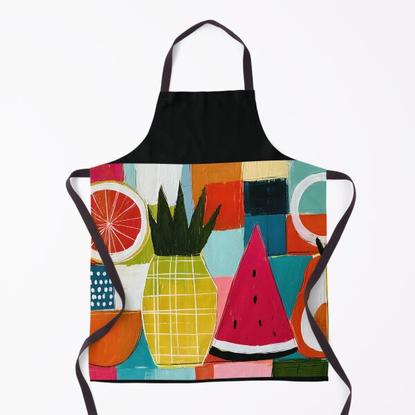 Item preview, Tropical Fruit Medley with Pineapple Watermelon and Pear in Bold Geometric Contemporary Wall Art designed and sold by OlfactoART Studio.