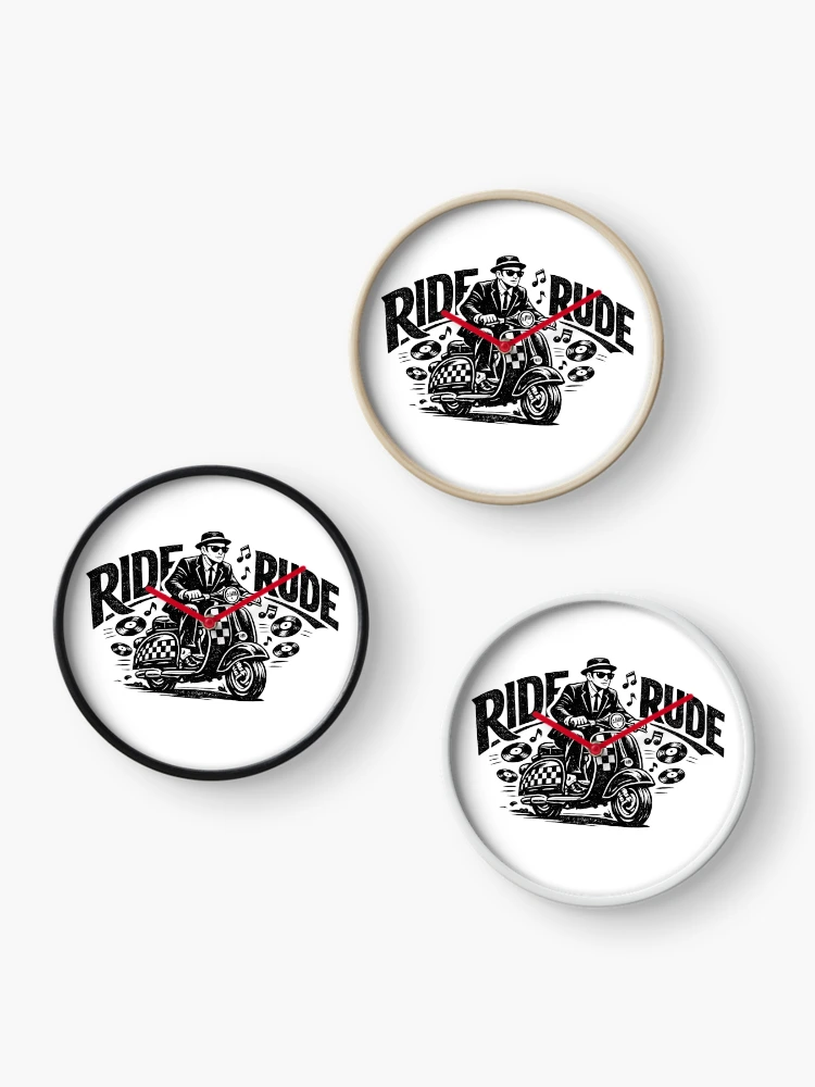 Thumbnail 3 of 4, Clock, Ride Rude - Rude Boy 2 Tone Scooter  designed and sold by RudeBeatCo.