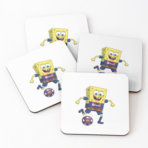 Item preview, Spongebob Playing Soccer FC Barcelona Kit Funny Cartoon Art designed and sold by annaarthk.