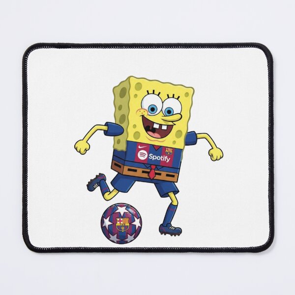 Item preview, Spongebob Playing Soccer FC Barcelona Kit Funny Cartoon Art designed and sold by annaarthk.