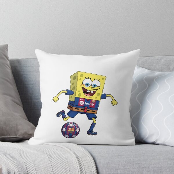 Item preview, Spongebob Playing Soccer FC Barcelona Kit Funny Cartoon Art designed and sold by annaarthk.