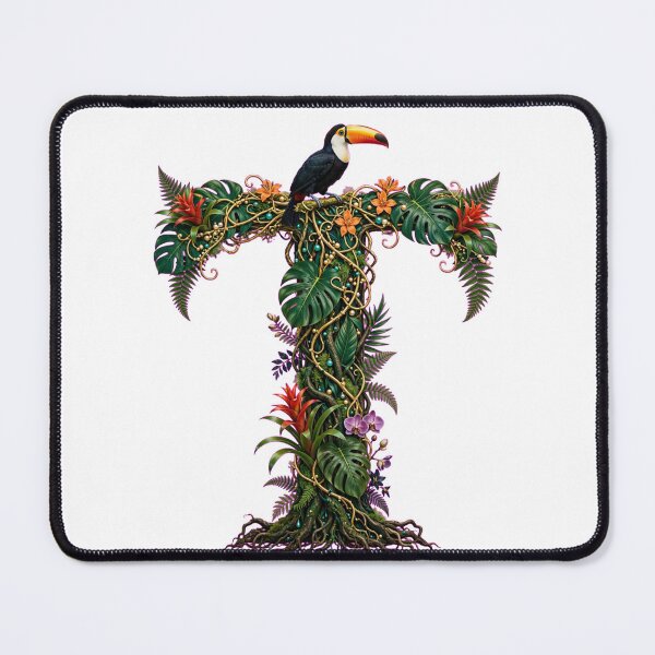 Item preview, Tropical Letter T - Rainbow-billed Toucan and Red Bromeliads designed and sold by FantasyPearl.