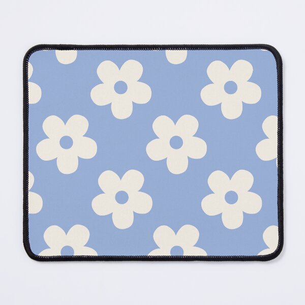 Item preview, Blue Floral Pattern | Beige and Periwinkle Flowers Pattern  | Retro Cream and Blue Pattern Daisy Flowers Design | Preppy Cream Flower Pattern | Coquette Blue and Cream Floral Pattern designed and sold by VivaFy.