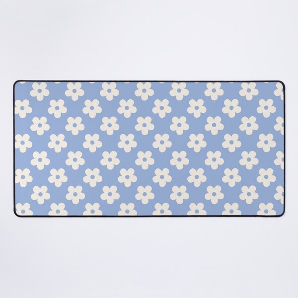 Item preview, Blue Floral Pattern | Beige and Periwinkle Flowers Pattern  | Retro Cream and Blue Pattern Daisy Flowers Design | Preppy Cream Flower Pattern | Coquette Blue and Cream Floral Pattern designed and sold by VivaFy.