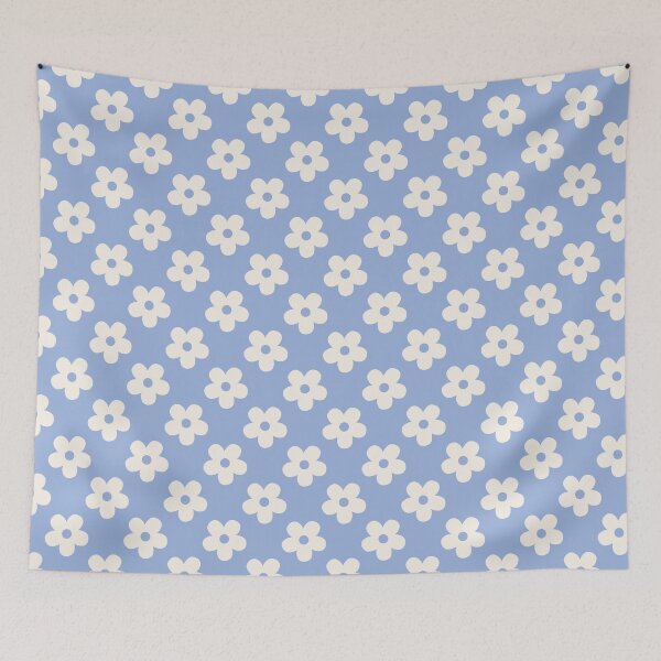 Item preview, Blue Floral Pattern | Beige and Periwinkle Flowers Pattern  | Retro Cream and Blue Pattern Daisy Flowers Design | Preppy Cream Flower Pattern | Coquette Blue and Cream Floral Pattern designed and sold by VivaFy.