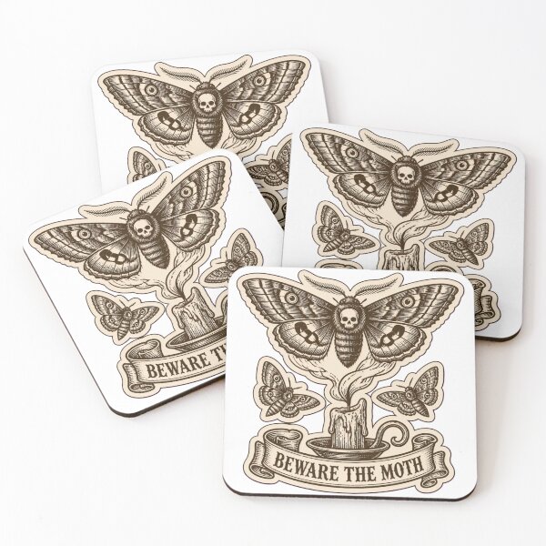 Item preview, Beware The Moth Medieval Woodcut Death Moth | Dark Academia Gothic Moth Print designed and sold by StickyGuys.