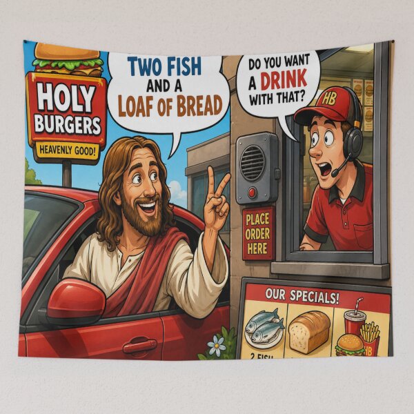 Item preview, Jesus At The Drive-thru designed and sold by DK Rocket.