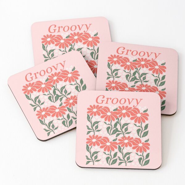 Item preview, Groovy Burnt Orange Retro Floral Grid Design designed and sold by MKTreasures.