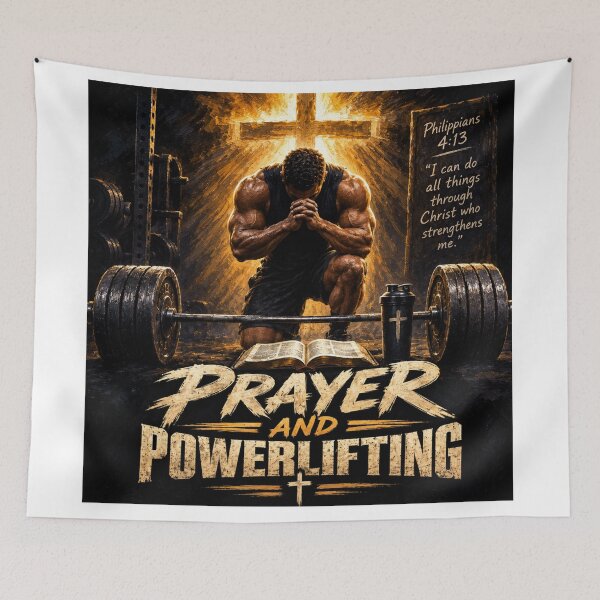 Item preview, Prayer and Powerlifting | Christian Powerlifting Shirt for Gym & Weightlifting designed and sold by Obinne.