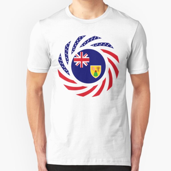 Turks & Caicos Islander American Multinational Patriot Flag Series Slim Fit T-Shirt