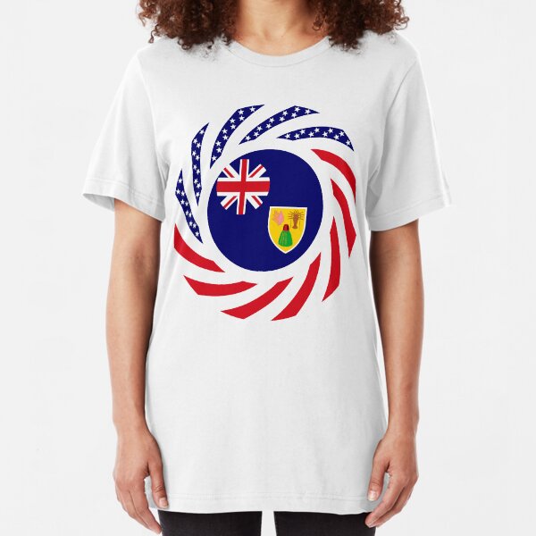 Turks & Caicos Islander American Multinational Patriot Flag Series Slim Fit T-Shirt