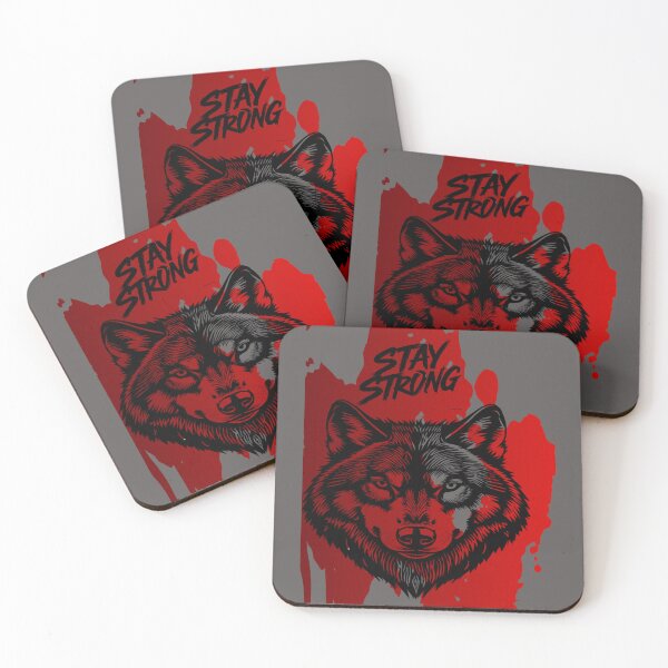 Item preview, Stay Strong Digital Wolf Art Bloody Red designed and sold by GoGreenlove.