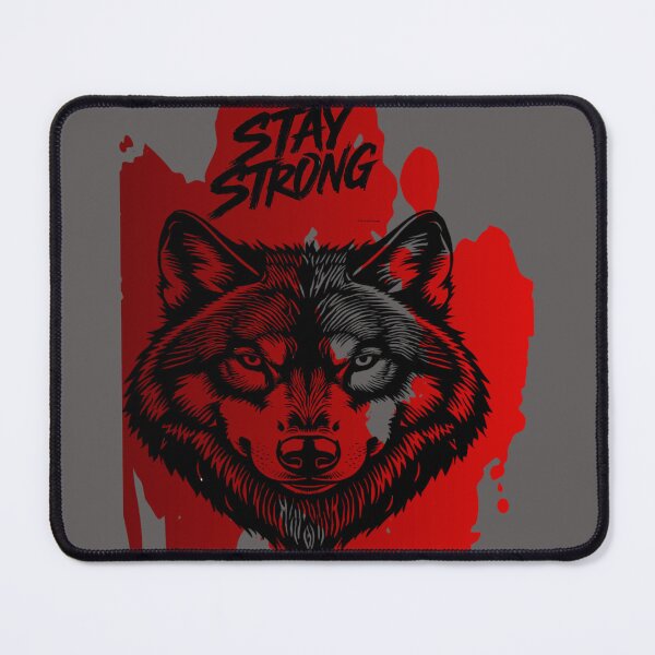 Item preview, Stay Strong Digital Wolf Art Bloody Red designed and sold by GoGreenlove.