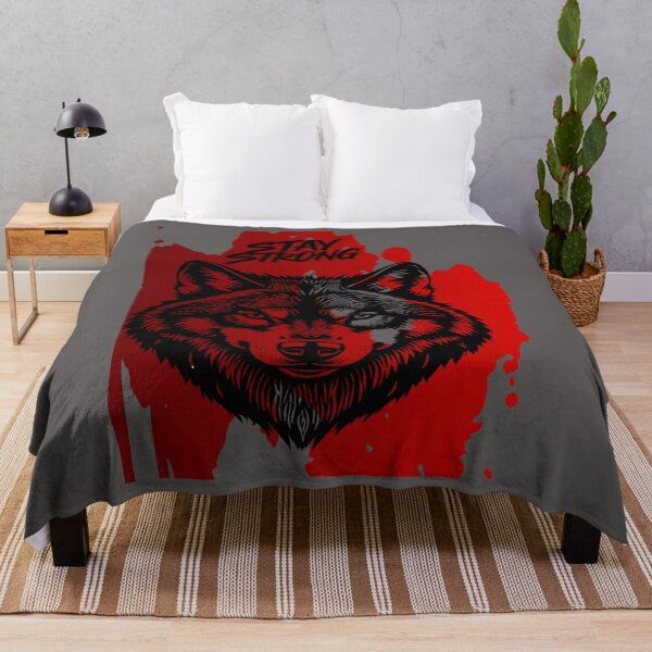 Item preview, Stay Strong Digital Wolf Art Bloody Red designed and sold by GoGreenlove.