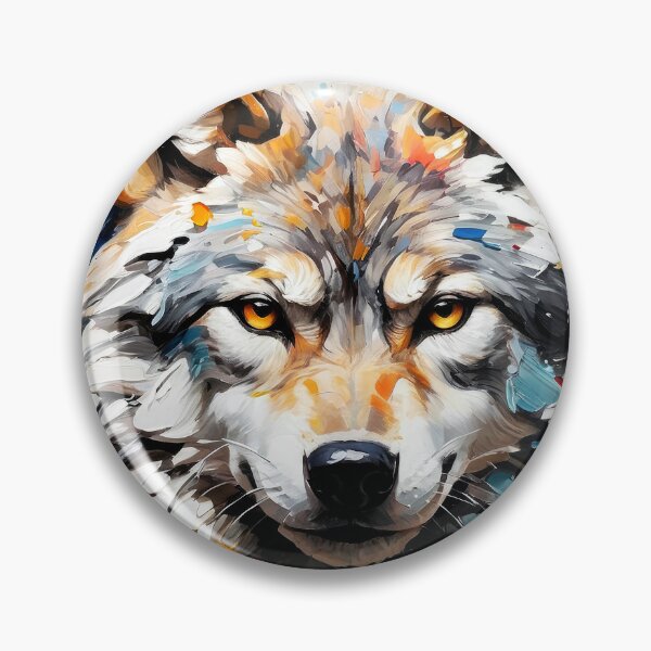 Item preview, Powerful Wolf Face Impasto-Style Digital Splatter Painting designed and sold by DEC02.