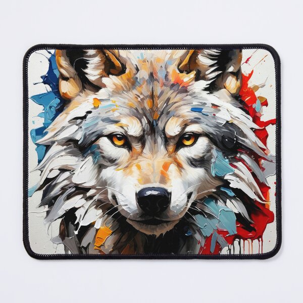 Item preview, Powerful Wolf Face Impasto-Style Digital Splatter Painting designed and sold by DEC02.