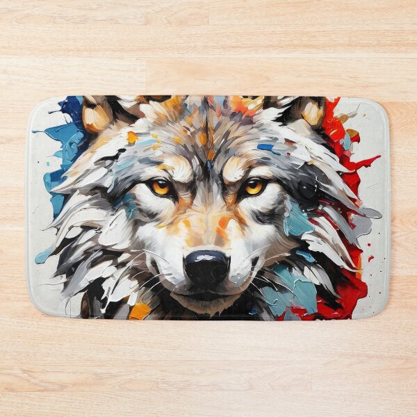 Item preview, Powerful Wolf Face Impasto-Style Digital Splatter Painting designed and sold by DEC02.