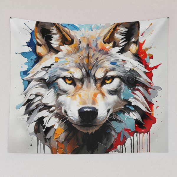 Item preview, Powerful Wolf Face Impasto-Style Digital Splatter Painting designed and sold by DEC02.