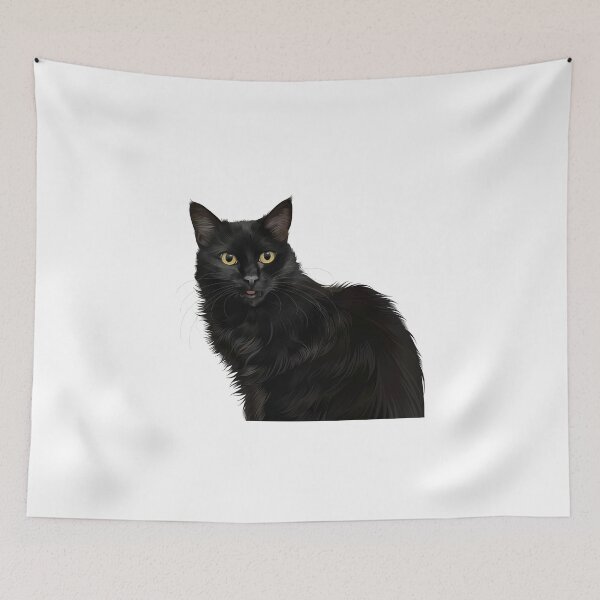Item preview, Majestic Black Cat Portrait Illustration designed and sold by onebystudio.