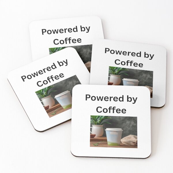 Item preview, Powered by Coffee T-shirt - Cute Coffee Lover Gift designed and sold by TheCustomClub.